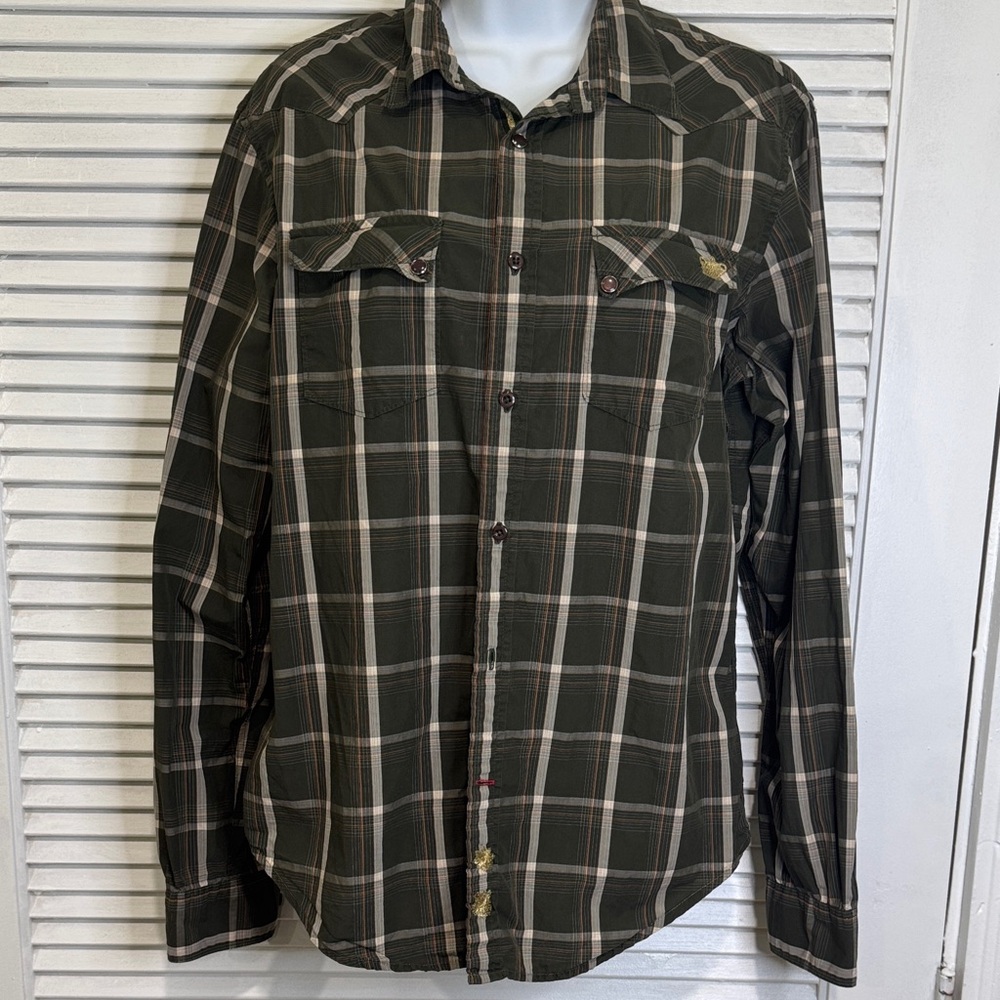 Vintage Guess Olive Plaid Shirt